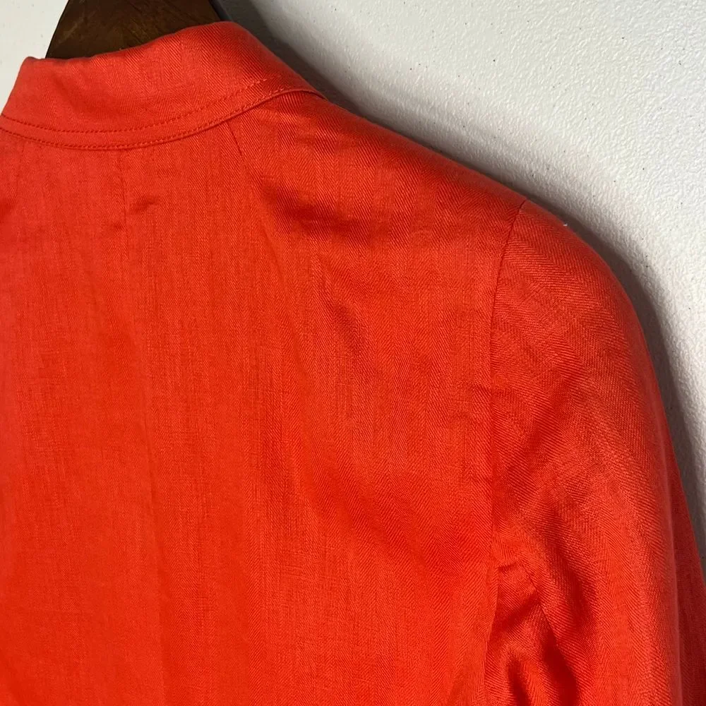 J. Crew Orange Red 100% Linen Blazer Classic Two Button‎ Professional Jacket 4